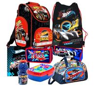 Schultasche HOT WHEELS Cars Autos 8 Teile Set SCHULRANZEN Ranzen FEDERMAPPE Rucksack Tasche Sporttasche mit Sticker-von-Kids4shop