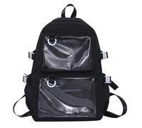 Schultasche mit großem Fassungsvermögen für Schüler, japanische Mode, großes Fassungsvermögen, Nylon Rucksack mit durchsichtigen Taschen, lässiger Itabag, durchsichtiger Itabag