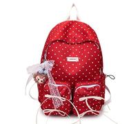 Schultaschen Schulrucksack mit gepunkteter Schleife for Teenager, leicht, Laptoptasche for Mädchen und Frauen, lässig, for die High School und das College Schulbedarf(Rosso)