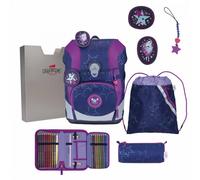 DerDieDas Schulranzen ErgoFlex Tiny LED Set 6-teilig Dancing Star dunkelviolett