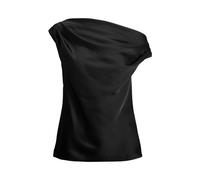 Schulterfreie Bluse aus Satin-Charmeuse L Black