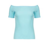 Schulterfreies Geripptes Oberteil in Aqua Blau - Einheitsgröße Einheitsgröße