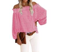Schulterfreies Oberteil für Damen mit Blumendruck Lange Ärmel sexy Sommerhemden schulterfreie Oberteile für Damen schulterfreie Blusen T-Shirts V-Ausschnitt Hemdbluse Schulterfreies Chiffonhemd