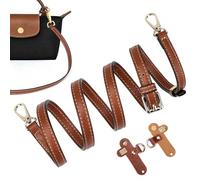 Schultergurt für Longchamp, Schultergurt für Longchamp Tasche Damen, Taschenriemen Leder, Taschengurt Braun mit 2 Stück Schultergurtadapter (Bandbreite 12 mm, Einstellbare Länge: 94-124 cm)
