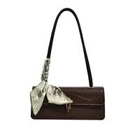 Schultertasche aus Leder mit Krokodilmuster für Damen, modische Klappe, Geldbörsen und Handtasche, klassische Clutch-Tragetasche, coffee, Small