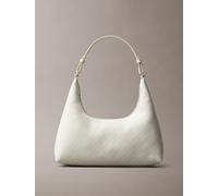 Schultertasche CALVIN KLEIN "AOP SHOULDER BAG", Damen, Gr. B/H/T: 28cm x 13cm x 7,5cm, weiß (lily weiß aop), Polyester, bedruckt, Taschen Schultertasche, Henkeltasche, Handtasche, Umhängetasche mit CK