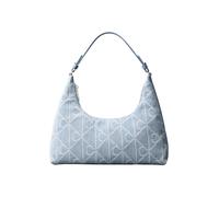 Schultertasche CALVIN KLEIN "EMBLEM AOP DENIM SHOULDER BAG", Damen, Gr. B/H/T: 28cm x 22,5cm x 7,5cm, denim jqd light wash, Baumwolle, Taschen Schultertasche, Handtasche, Tragetasche, Umhängetasche mi