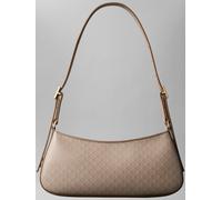 Schultertasche CALVIN KLEIN "EMBLEM AOP SMALL SHOULDER BAG", Damen, Gr. B/H/T: 27cm x 13cm x 5cm, creme, beige, Lederimitat, Textil, bedruckt, Taschen Schultertasche, Damen Umhängetasche, Tragetasche 