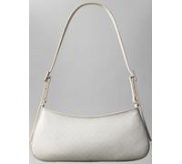 Schultertasche CALVIN KLEIN "EMBLEM AOP SMALL SHOULDER BAG", Damen, Gr. B/H/T: 27cm x 13cm x 5cm, creme, Lederimitat, Textil, bedruckt, Taschen Schultertasche, Damen Umhängetasche, Tragetasche Handtas