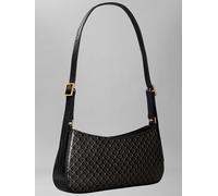 Schultertasche CALVIN KLEIN "EMBLEM AOP SMALL SHOULDER BAG", Damen, Gr. B/H/T: 27cm x 13cm x 5cm, schwarz, Lederimitat, Textil, bedruckt, Taschen Schultertasche, Damen Umhängetasche, Tragetasche Handt