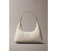 Schultertasche CALVIN KLEIN "FOIL LOGO SHOULDER BAG", Damen, Gr. B/H/T: 29cm x 14cm x 8cm, beige (chateau, desert taupe), Lederimitat, unifarben, Taschen Schultertasche, Henkeltasche, Damen Handtasche