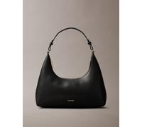 Schultertasche CALVIN KLEIN "FOIL LOGO SHOULDER BAG", Damen, Gr. B/H/T: 29cm x 14cm x 8cm, schwarz (schwarz, toasted coconut), Lederimitat, unifarben, Taschen Schultertasche, Henkeltasche, Damen Handt