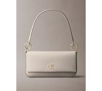 Schultertasche CALVIN KLEIN JEANS "MINIMAL MONOGRAM SHOULDER POUCH", Damen, Gr. B/H/T: 25cm x 13cm x 4cm, beige, Lederimitat, Textil, unifarben, Taschen Schultertasche, Umhängetasche, Damen Handtasche