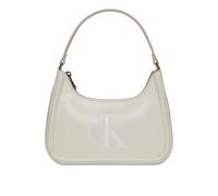 Schultertasche CALVIN KLEIN "RAISED CK SMALL SHOULDER BAG", Damen, Gr. B/H/T: 26cm x 14cm x 5cm, weiß, Lederimitat, unifarben, Taschen Schultertasche, Henkeltasche, Damen-Handtasche, Umhängetasche mit