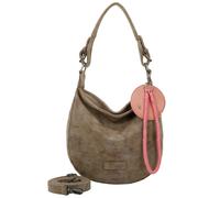 Fritzi Hobo Vintage Old Wood Hobo Kunstleder Damen Umhängetasche Festival City vegan abnehmbarer Anhänger Vintage-Waschung 31 x 33 x 10 cm, Braun