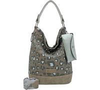 Schultertasche FRITZI AUS PREUSSEN "Izzy07 Olga", Damen, Gr. B/H/T: 17cm x 37cm x 27cm, grün (dunkelgrün), Baumwolle, mehrfarbig, Taschen Schultertasche, aus veganen und recycelten Materialien (159786