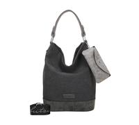 Schultertasche FRITZI AUS PREUSSEN "Izzy07 Olga", Damen, Gr. B/H/T: 17cm x 37cm x 27cm, schwarz, Baumwolle, mehrfarbig, Taschen Schultertasche, aus veganen und recycelten Materialien (89006241-0) schw