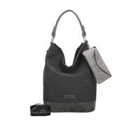 Schultertasche FRITZI AUS PREUSSEN "Izzy07-Olga", Damen, Gr. B/H/T: 27cm x 37cm x 17cm onesize, grau (schwarz), 55% Baumwolle, 45% Polyester, unifarben, Taschen Schultertasche, mit Magnetverschluss (9