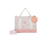 Schultertasche FRITZI AUS PREUSSEN "Tote Bag Limited Ebro Fun", Damen, Gr. B/H/T: 40cm x 29,5cm x 14cm, beige, Baumwollmischung, bedruckt, Taschen Schultertasche, mit abnehmbarem Pocketanhänger (74890