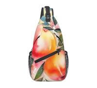 Schultertasche für Damen und Herren, buntes Pfirsich-Aquarell-Design, verstellbarer Gürtel, Bauchtasche, Bauchtasche für Reisen, Sport, Laufen, Wandern, Hüfttasche, Schwarz, Einheitsgröße, Schwarz ,