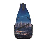 Schultertasche für Damen und Herren, Los Angeles Skyline, verstellbarer Gürtel, Bauchtasche, Bauchtasche für Reisen, Sport, Laufen, Wandern, Hüfttaschen, Schwarz, Einheitsgröße, Schwarz ,