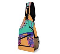 Schultertasche für Damen und Herren, Retro-Rollschuhe, bunte Umhängetasche, Wandern, Brusttasche, Umhängetasche, modische Hüfttasche, lässiger Tagesrucksack, Schultertasche, für Reisen, weiß, 20,3 x