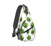 Schultertasche für Herren und Damen, mit Chili-Pfeffer-Aufdruck, Hellgrün, Umhängetasche, Brusttasche, Tagesrucksack, Sling-Rucksack für Reisen, Wandern