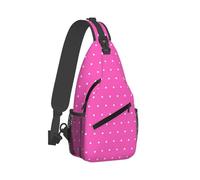 Schultertasche für Herren und Damen, Punktemuster, G-Druck, Umhängetasche, Brusttasche, Tagesrucksack, Sling-Rucksack für Reisen, Wandern, Hot Pink