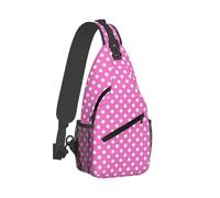 Schultertasche für Herren und Damen, Punktemuster, H-Muster, Umhängetasche, Brusttasche, Tagesrucksack, Sling-Rucksack für Reisen, Wandern, Hot Pink