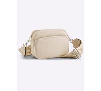 Schultertasche HEINE, Damen, Gr. B/H/T: 19cm x 14cm x 8cm, beige (sand), Baumwollmischung, Metall, Viskosemischung, gemustert, unifarben, Taschen Schultertasche (79352161-0) sand