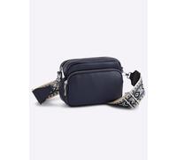 Schultertasche HEINE, Damen, Gr. B/H/T: 19cm x 14cm x 8cm, blau (marine), Baumwollmischung, Metall, Viskosemischung, gemustert, unifarben, Taschen Schultertasche (75065655-0) marine
