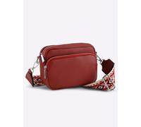Schultertasche HEINE, Damen, Gr. B/H/T: 19cm x 14cm x 8cm, rot, Baumwollmischung, Metall, Viskosemischung, gemustert, unifarben, Taschen Schultertasche (64092016-0) rot