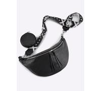 Schultertasche HEINE, Damen, Gr. B/H/T: 31cm x 18cm x 11cm, schwarz, Microfaser, Textil, Viskosemischung, gemustert, unifarben, Taschen Schultertasche (56675346-0) schwarz