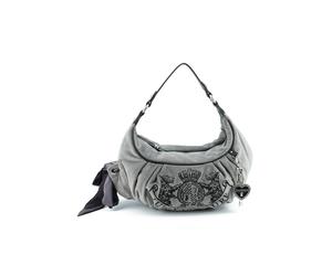 Schultertasche JUICY COUTURE "DAYDREAMER MEDIUM HOBO BAG Damen", Damen, Gr. B/H/T: 10cm x 18cm x 10cm onesize, grau, Polyester, Polyurethan, Taschen Schultertasche, Schultertasche Damen, Shopper, Hand