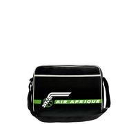 Logoshirt® Air Afrique I Logo I Umhängetasche I Schultertasche I Retro-Sporttasche I Kunstleder I Querformat I schwarz I Lizenziertes Originaldesign