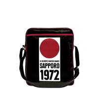 Schultertasche LOGOSHIRT "Sapporo 1972", Damen, Gr. B/H/T: 12cm x 38cm x 32cm, bunt (schwarz, mehrfarbig), Lederimitat, bedruckt, mehrfarbig, Taschen Schultertasche, mit lässigem Retro-Print (26042130