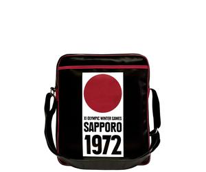 Schultertasche LOGOSHIRT "Sapporo 1972", Damen, Gr. B/H/T: 12cm x 38cm x 32cm, bunt (schwarz, mehrfarbig), Lederimitat, bedruckt, mehrfarbig, Taschen Schultertasche, mit lässigem Retro-Print (26042130