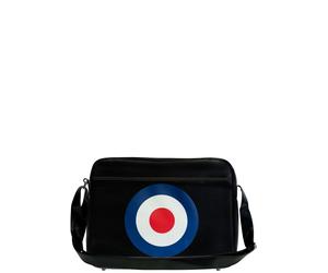 Schultertasche LOGOSHIRT "Target", Damen, Gr. B/H/T: 12,5cm x 30cm x 40cm, schwarz, Kunstfaser, bedruckt, mehrfarbig, Taschen Schultertasche, mit Target Motiv-Druck auf der Front (76492835-0) schwarz