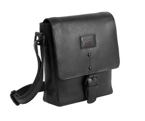 Schultertasche MUSTANG "Natal", Damen, Gr. B/H/T: 17cm x 21cm x 6cm, schwarz, Leder, Taschen Schultertasche, Men Umängetasche, Businesstasche mit Logo-Aufnäher und Nieten (61230814-0) schwarz