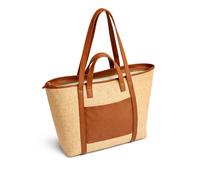 Schultertasche "Naturals", Damen, Gr. B/H/T: 55cm x 32cm x 13cm onesize, braun, Jute, COLLEZIONE ALESSANDRO, Taschen Schultertasche, XL Luxus aus Leder und Raffia (23935532-0) braun