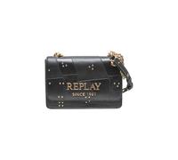 Schultertasche REPLAY "Replay Tasche FP", Damen, Gr. onesize, schwarz (schwarz, gold), Polyurethan (PU), unifarben, Taschen Schultertasche (18001516-0) schwarz, gold