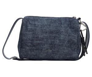 Schultertasche RIEKER, Damen, Gr. B/H/T: 25cm x 18cm x 12cm, blau (jeansblau), Textil, Taschen Schultertasche, Umhängetasche, Damen-Handtasche mit abnehmbarem Logo-Anhänger (90258965-0) jeansblau