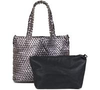 Schultertasche STYLEBREAKER "Große XXL Wendetasche geflochten", Damen, Gr. B/H/T: 48cm x 29cm x 15cm Einheitsgröße, silber (platin, schwarz), 100% Polyurethan PU. Futter: 100% Polyester PES., unifarbe