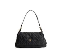 Schultertasche TOMMY HILFIGER "TH FEMININE SHOULDER BAG", Damen, Gr. B/H/T: 32cm x 18cm x 10cm, schwarz, Lederimitat, Taschen Schultertasche, Damen Umhängetasche, Tragetasche, mit goldfarbener Zierket