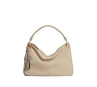Schultertasche TOMMY HILFIGER "TH STATEMENT LEATHER BAG SUEDE", Damen, Gr. B/H/T: 0cm x 0cm x 0cm, beige, Veloursleder, Taschen Schultertasche, Damen Tragetasche, Handtasche mit modischen Quasten (322