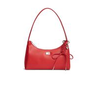 Schultertasche TOMMY JEANS "TJW CITY CHARM SHOULDER BAG", Damen, Gr. B/H/T: 26cm x 16,5cm x 8cm, rot, Lederimitat, Taschen Schultertasche, Damen Schultertasche, Henkeltasche mit farbigem Schmuckelemen
