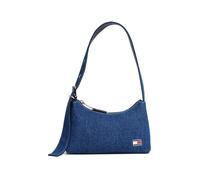 Schultertasche TOMMY JEANS "TJW COOL DENIM SHOULDER BAG", Damen, Gr. B/H/T: 23cm x 14cm x 8cm, jeansblau, Baumwolle, Lederimitat, Taschen Schultertasche, Damen Minibag, Umhängetasche mit Ziernähten (4