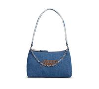 Schultertasche TOMMY JEANS "TJW COOL DENIM SHOULDER BAG", Damen, Gr. B/H/T: 23cm x 15cm x 13cm, blau (jeansblau), Baumwolle, Taschen Schultertasche, Damen Tragetasche, Minibag mit modischer Zierkette