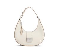 Schultertasche TOMMY JEANS "TJW CRUSH SHOULDER BAG", Damen, Gr. B/H/T: 25,5cm x 22,2cm x 6,5cm, creme, Lederimitat, Taschen Schultertasche, Damen Hobo, Umhängetasche, Tragetasche mit Logo-Schmuckeleme