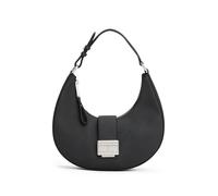 Schultertasche TOMMY JEANS "TJW CRUSH SHOULDER BAG", Damen, Gr. B/H/T: 25,5cm x 22,2cm x 6,5cm, schwarz, Lederimitat, Taschen Schultertasche, Damen Hobo, Umhängetasche, Tragetasche mit Logo-Schmuckele